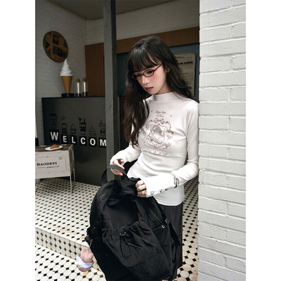 半高领德绒打底衫女亚文化上衣