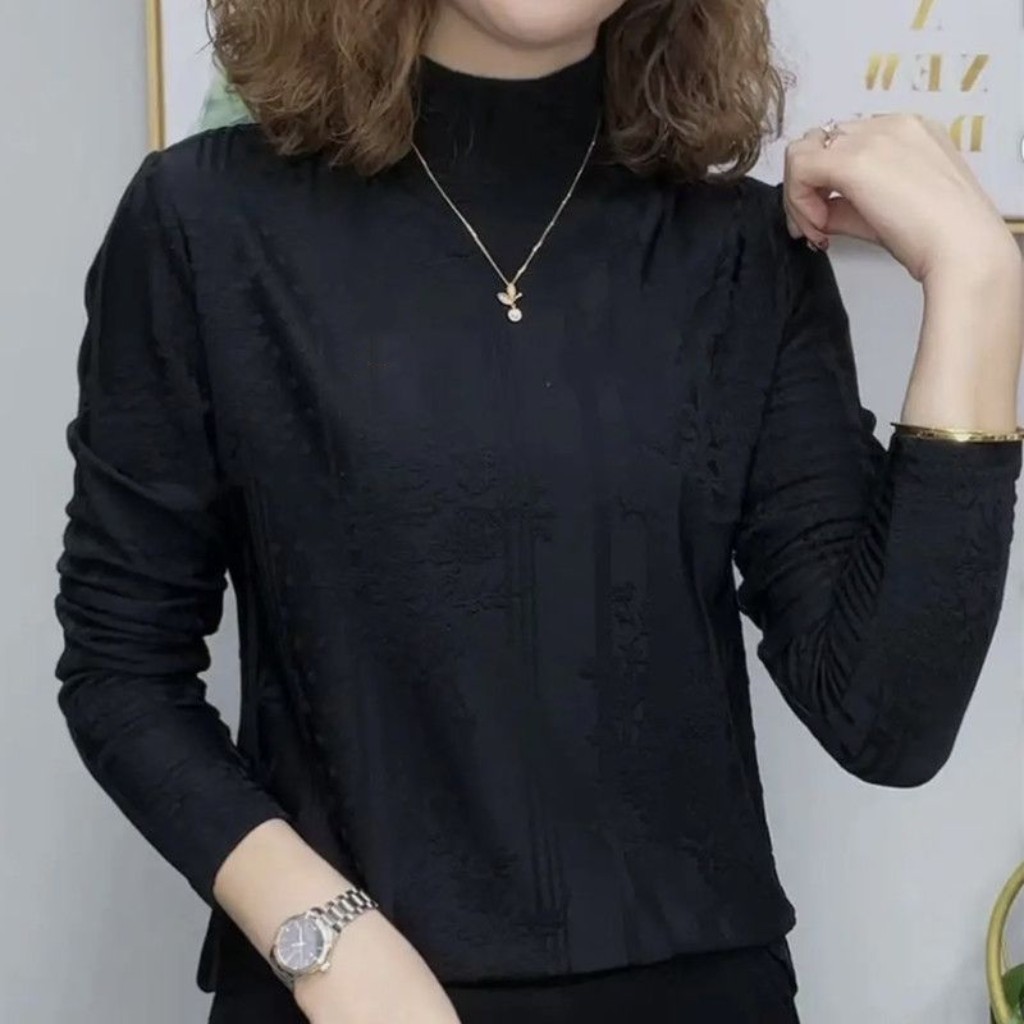 2026秋冬新款韩版宽松半高领长袖打底衫女百搭显瘦内搭上衣女装图片