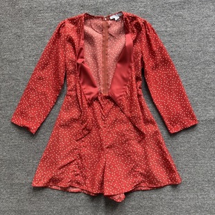 外贸尾货女款夏季长袖雪纺长袖连衣裙短裤带内衬斑点女士裤裙