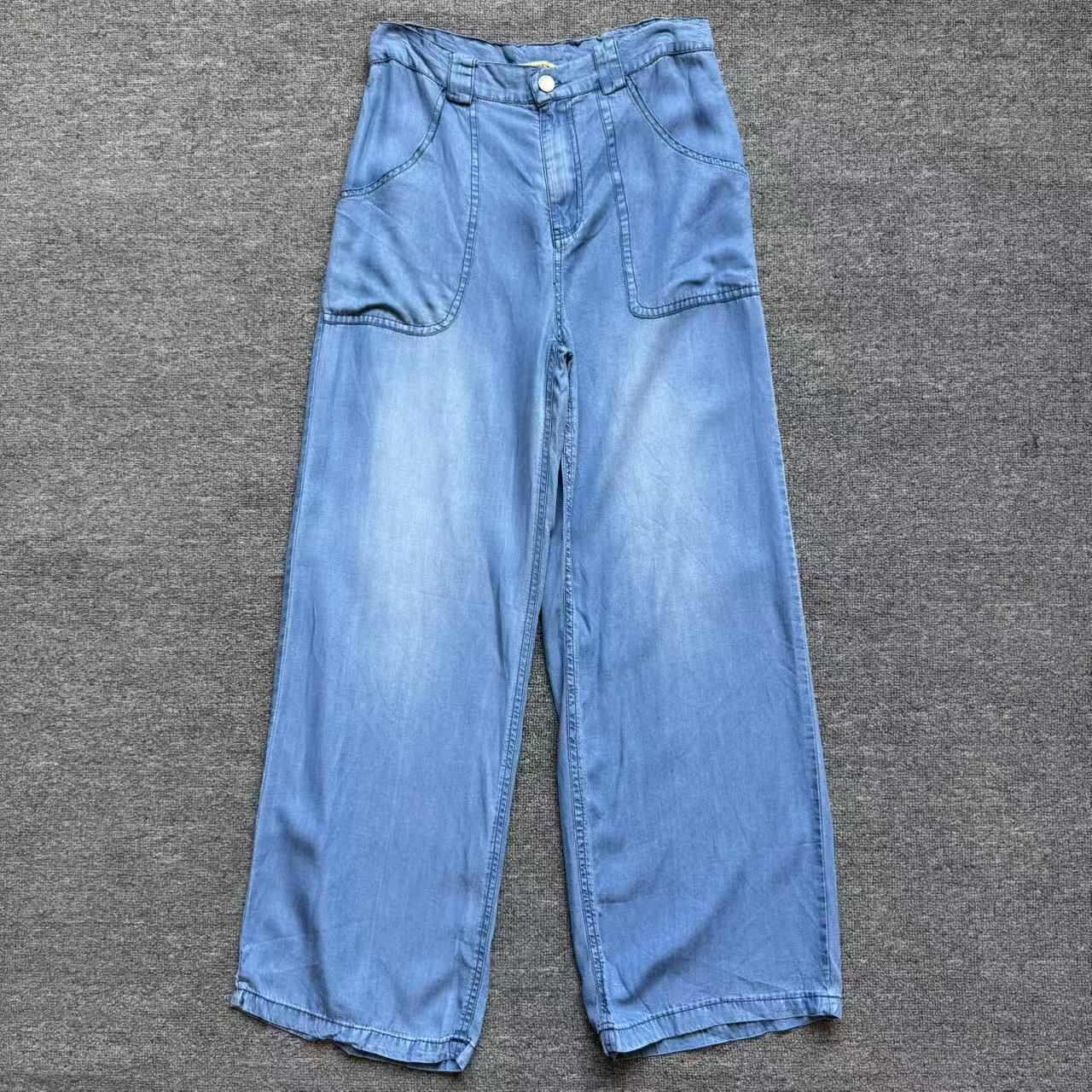 春夏季女士阔腿牛仔裤薄款无弹直筒显瘦百搭女款柔软舒适牛仔裤