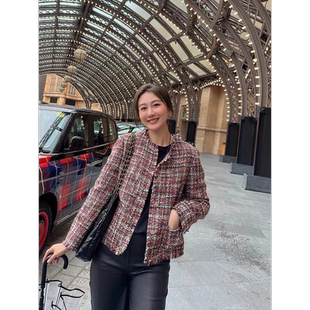 【福利459】短款小香风外套独特玫瑰紫色小个子女高端气质