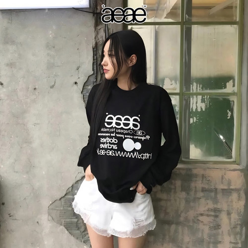 【官方正品】aeae纯棉长袖T恤女