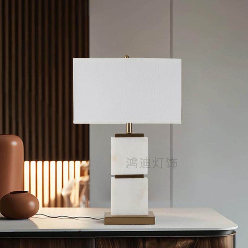 后现代轻奢新中式创意方形台灯设计师样板房客厅卧室温馨床头台灯