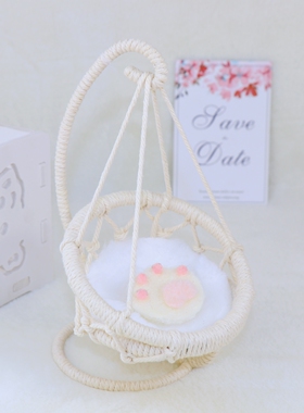 bjd娃娃专用吊椅手工diy编织吊篮秋千ob11娃用椅子10cm棉花娃吊床