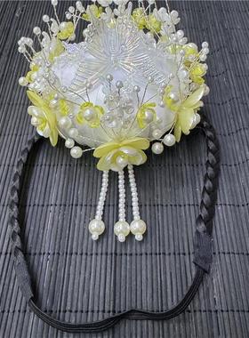 延吉公主发包头饰民族风配饰写真拍照黄色朝鲜服发饰发箍新款