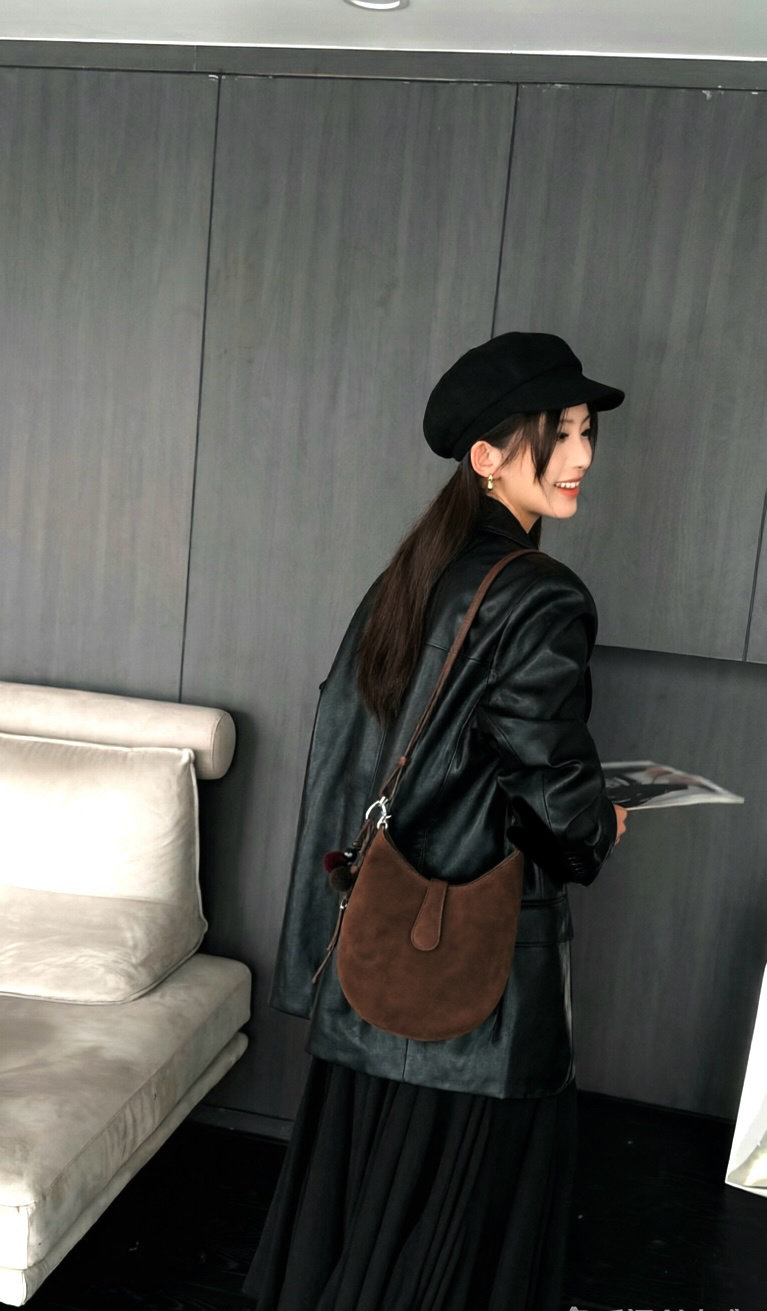 乐花惜时女包小磨砂皮单肩斜挎潮