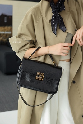 乐花惜时2025新款女包高级感油蜡手提邮差包时尚百搭单肩斜挎包潮