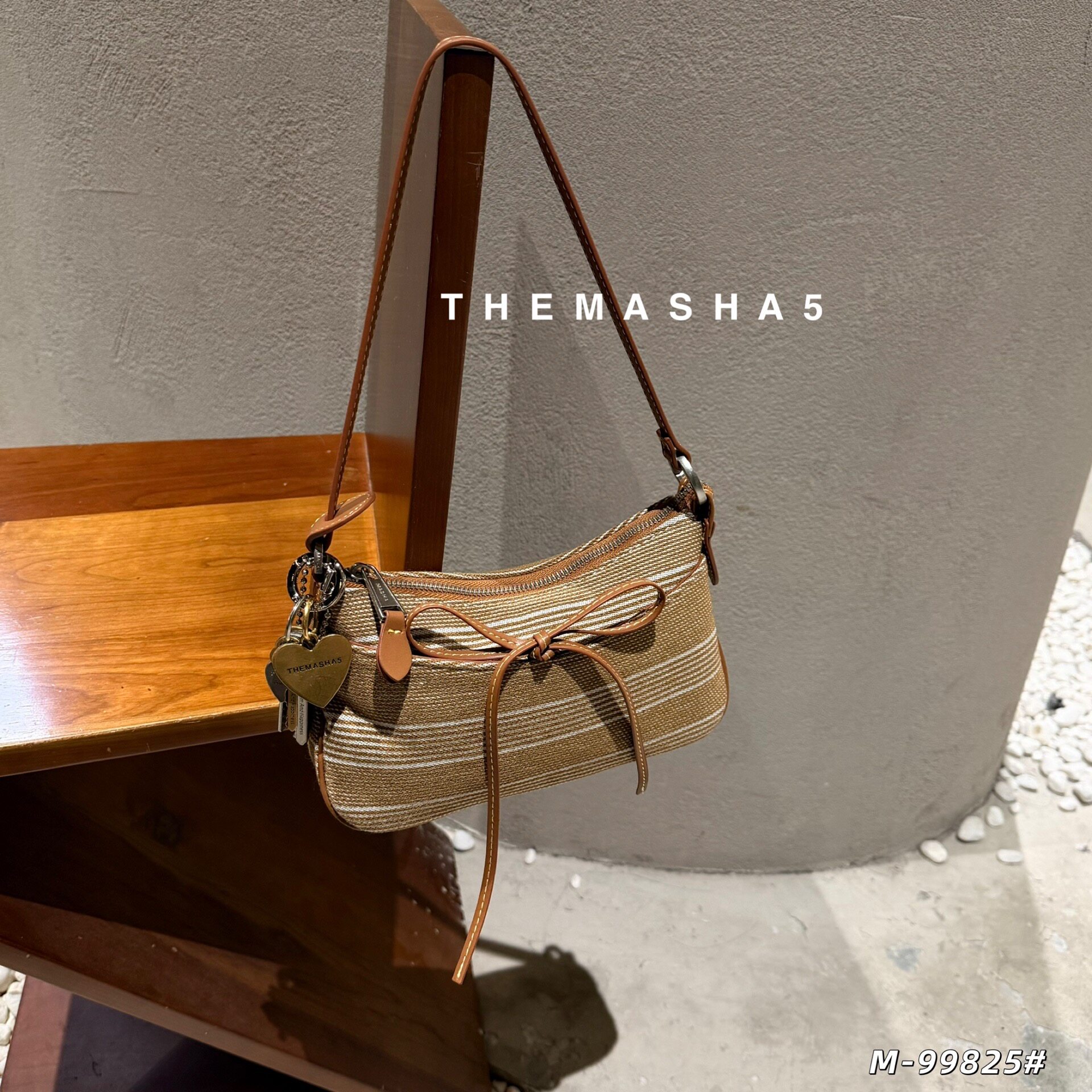 玛莎女包小条纹布单肩斜挎休闲潮