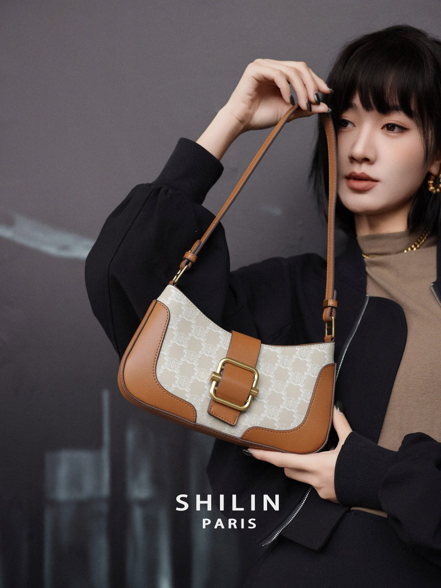 施琳2026新款女包高级感小众老花凯旋门腋下包时尚百搭单肩斜挎包
