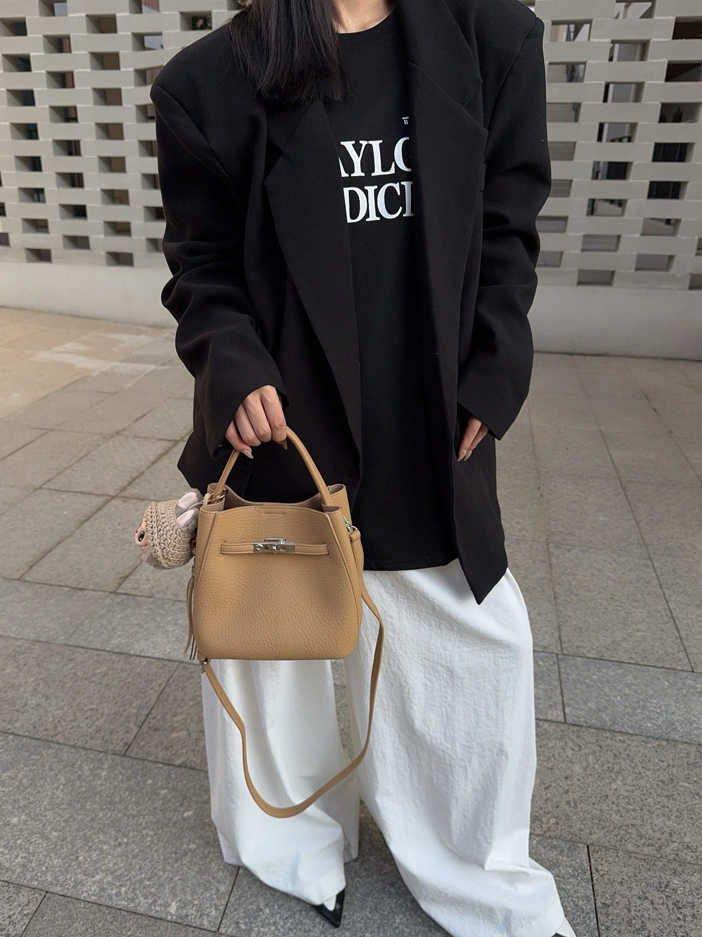 2026新款女包高级感大象纹手提水桶包时尚百搭单肩斜挎包潮小铂金