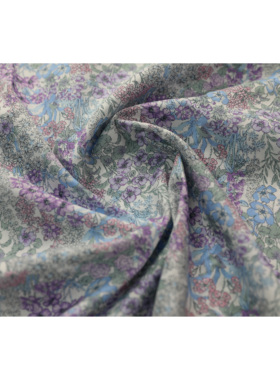 【105224-1】紫色花丛80支高密棉面料幅宽143cm