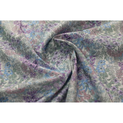 【068035-1】紫色花丛100支长纤棉面料幅宽138cm