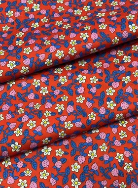 【068037-1】Lib*rty草莓100支长纤棉138cm定制不退换