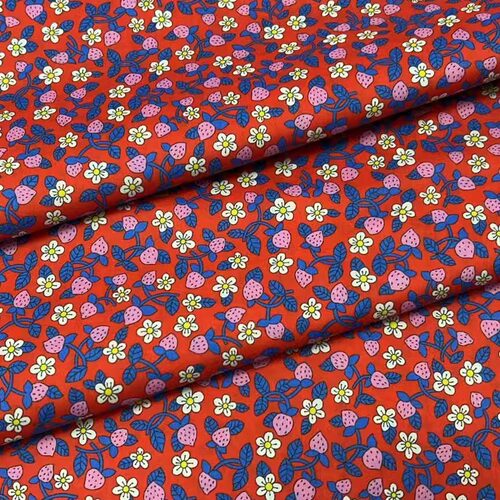 【068037-1】Lib*rty草莓100支长纤棉138cm定制不退换