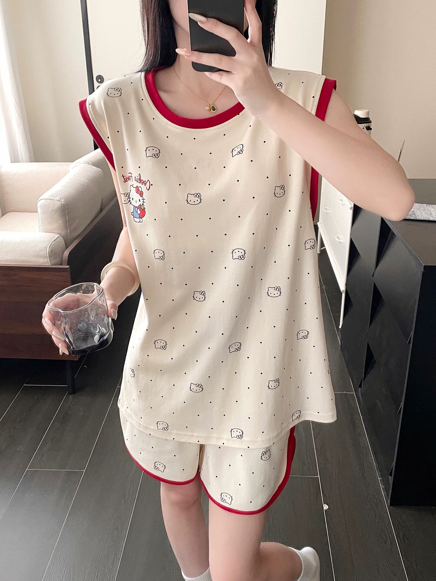 2026新款睡衣女款夏季纯棉带胸垫两件套无袖背心夏天全棉家居服薄