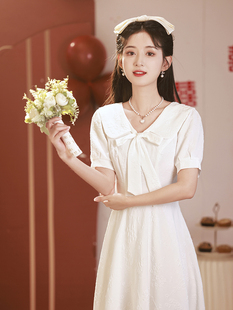 晚礼服裙女宴会气质轻奢小众高端高级感白色日常可穿领证登记白裙