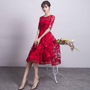 法式晚礼服女小众轻奢高端伴娘裙新款洋装礼服小个子秋冬平时可穿