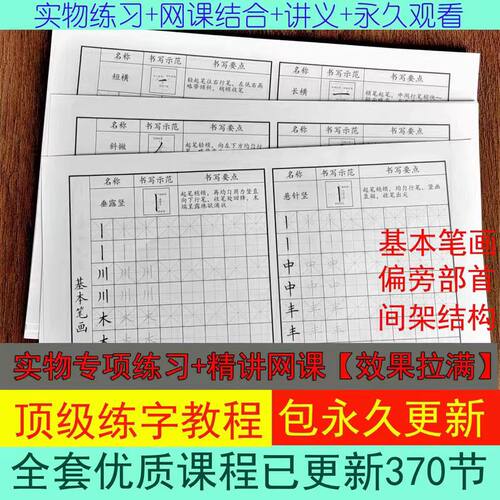 楷书入门硬笔书法练字帖笔画偏旁