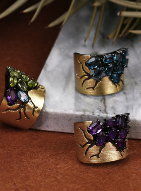 设计师款戒指纯银小众复古风欧美