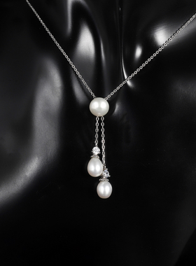 轻奢时尚S925银高颜值复古风vintage高级感纯银淡水珍珠项链吊坠