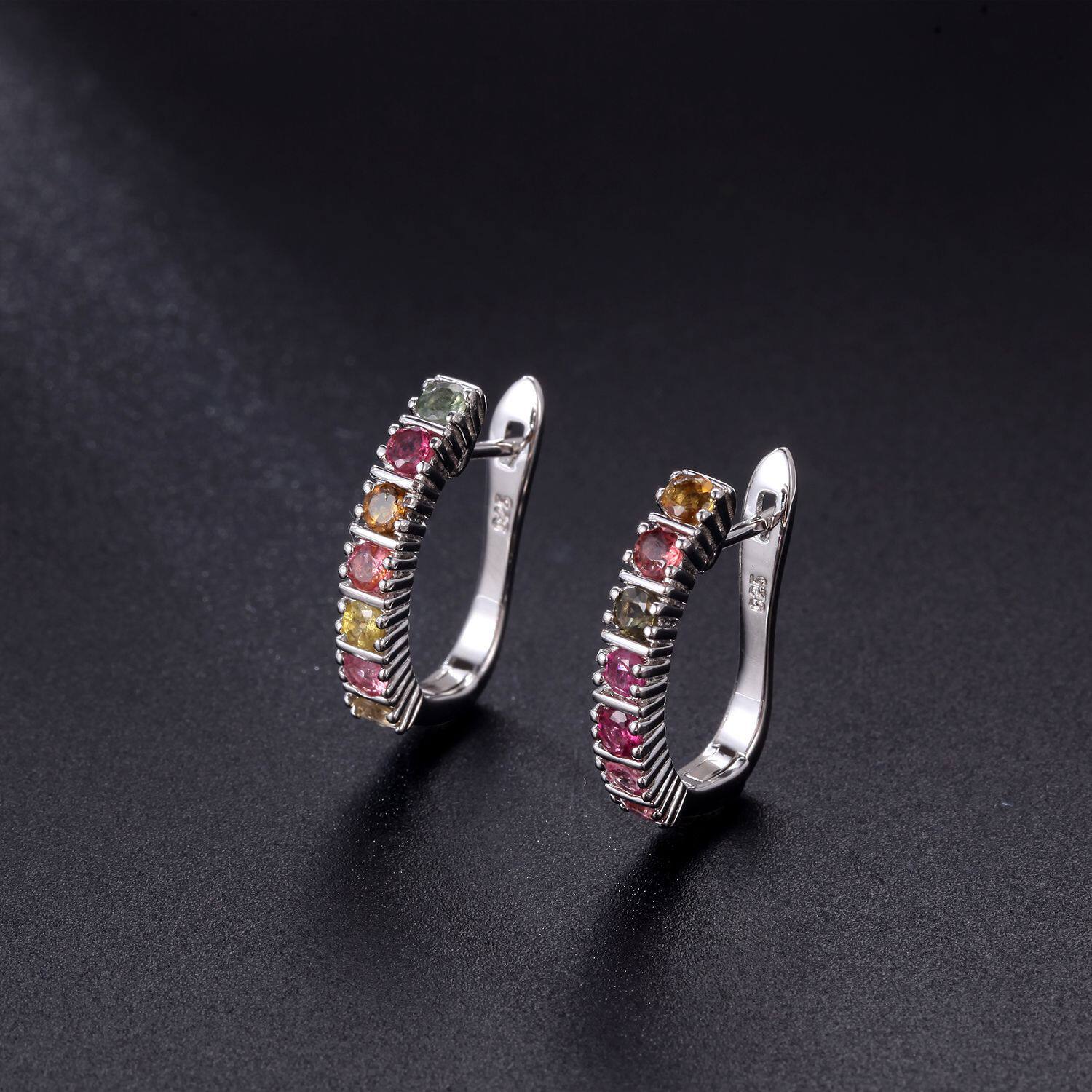 轻奢简约天然彩宝S925银高颜值欧美时尚气质个性小众纯银耳钉耳环