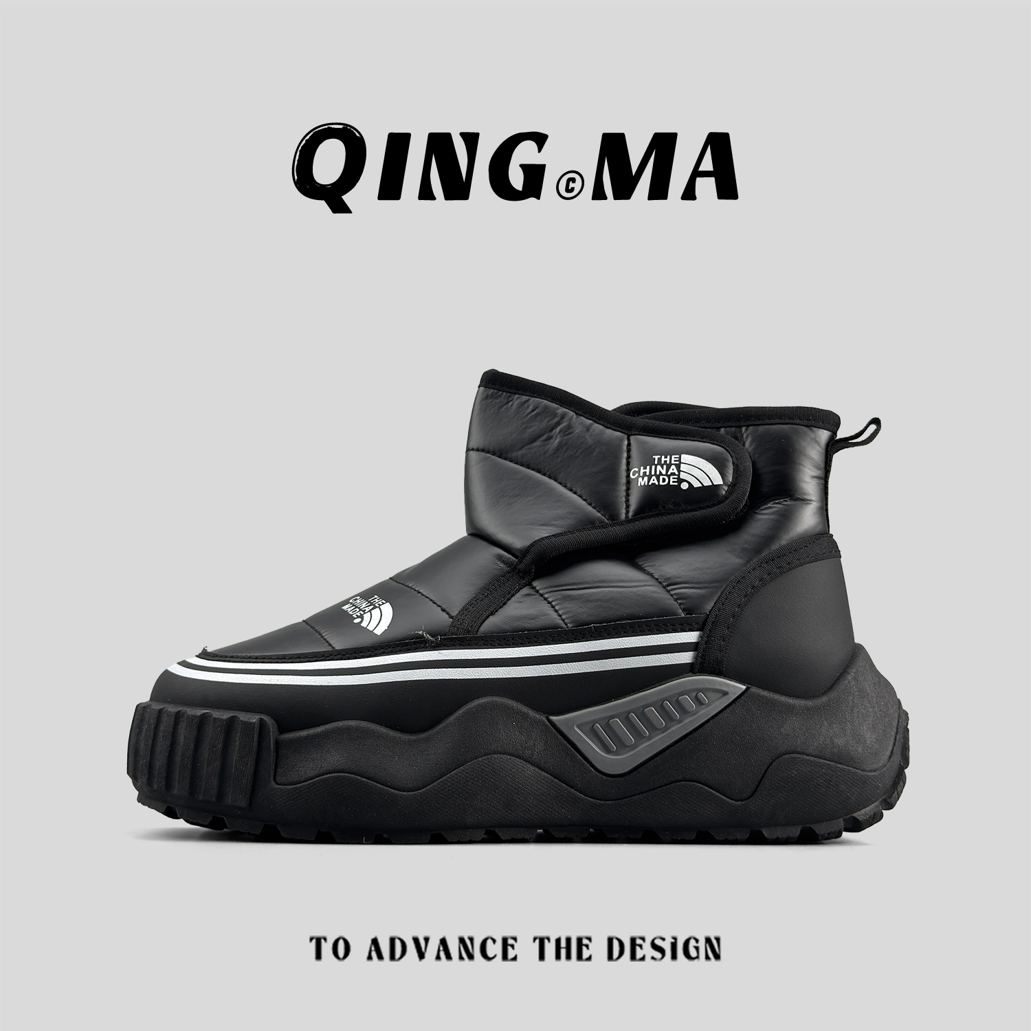 防滑厚底高帮棉靴百搭时尚短鞋靴