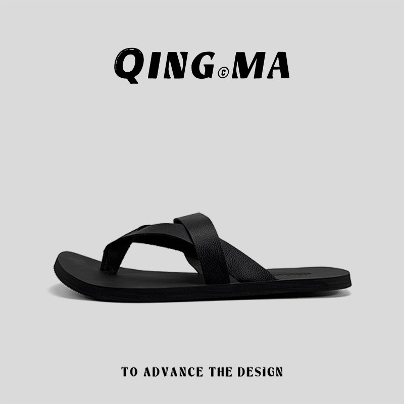 外贸男鞋夏季外穿皮面懒人拖鞋便穿舒适防臭休闲人字拖沙滩凉鞋男,流行男鞋,人字拖,淘宝优惠券,粉丝福利购,淘宝优惠卷