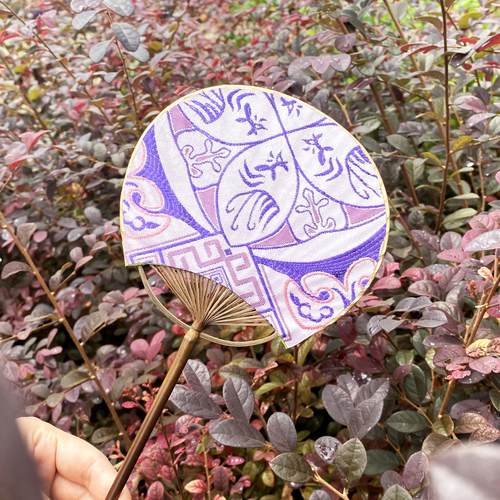 壮锦古风扇团扇手工艺品清风扇苑宫扇壮锦布扇剖丝竹扇