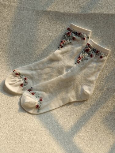 皆川Ming风格  复古立体花朵文艺 女袜子
