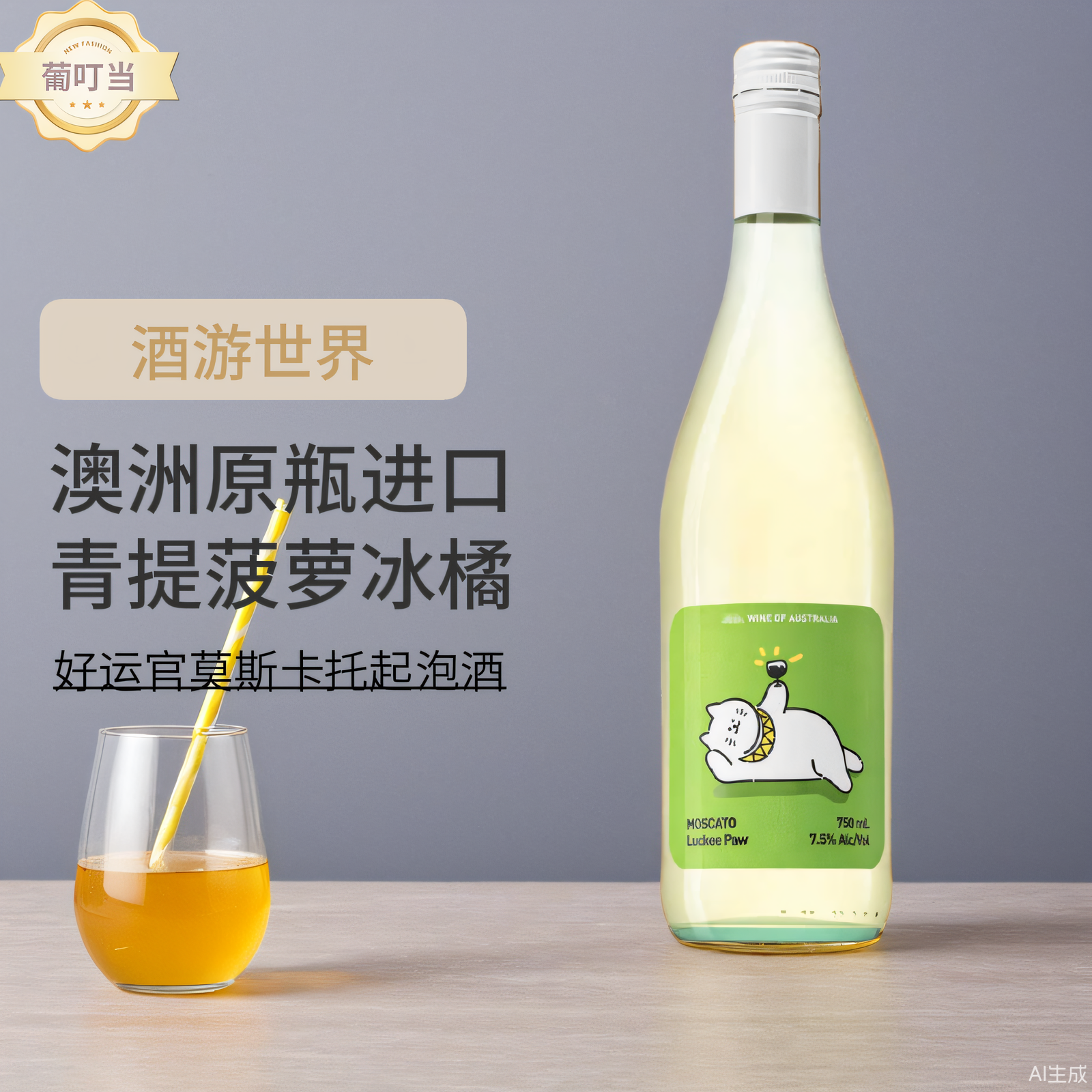 澳洲进口法老好运官莫斯卡托青提冰菠萝甜白起泡酒葡萄酒气泡果酒,酒类,起泡及香槟葡萄酒,淘宝优惠券,粉丝福利购,淘宝优惠卷