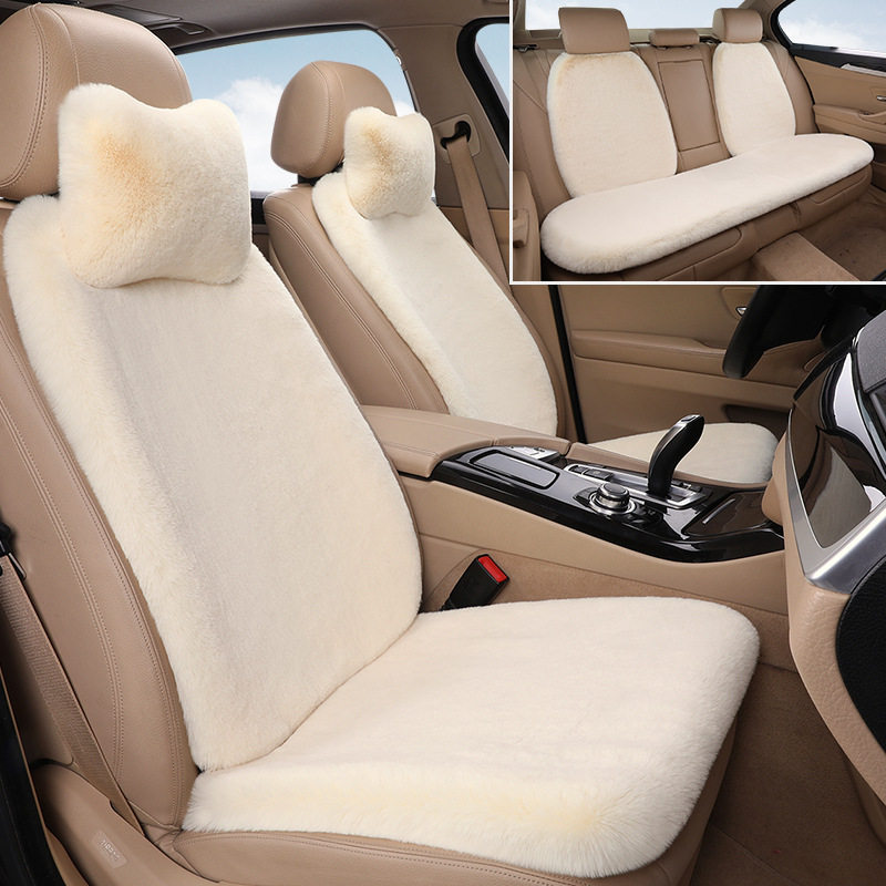汽车坐垫冬季毛绒靠背座椅套兔毛绒短毛绒通用座垫羊毛绒三件套