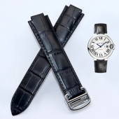 适用卡地亚蓝气球手表带男真皮42mm女款 36mm凸口表带折叠扣配件