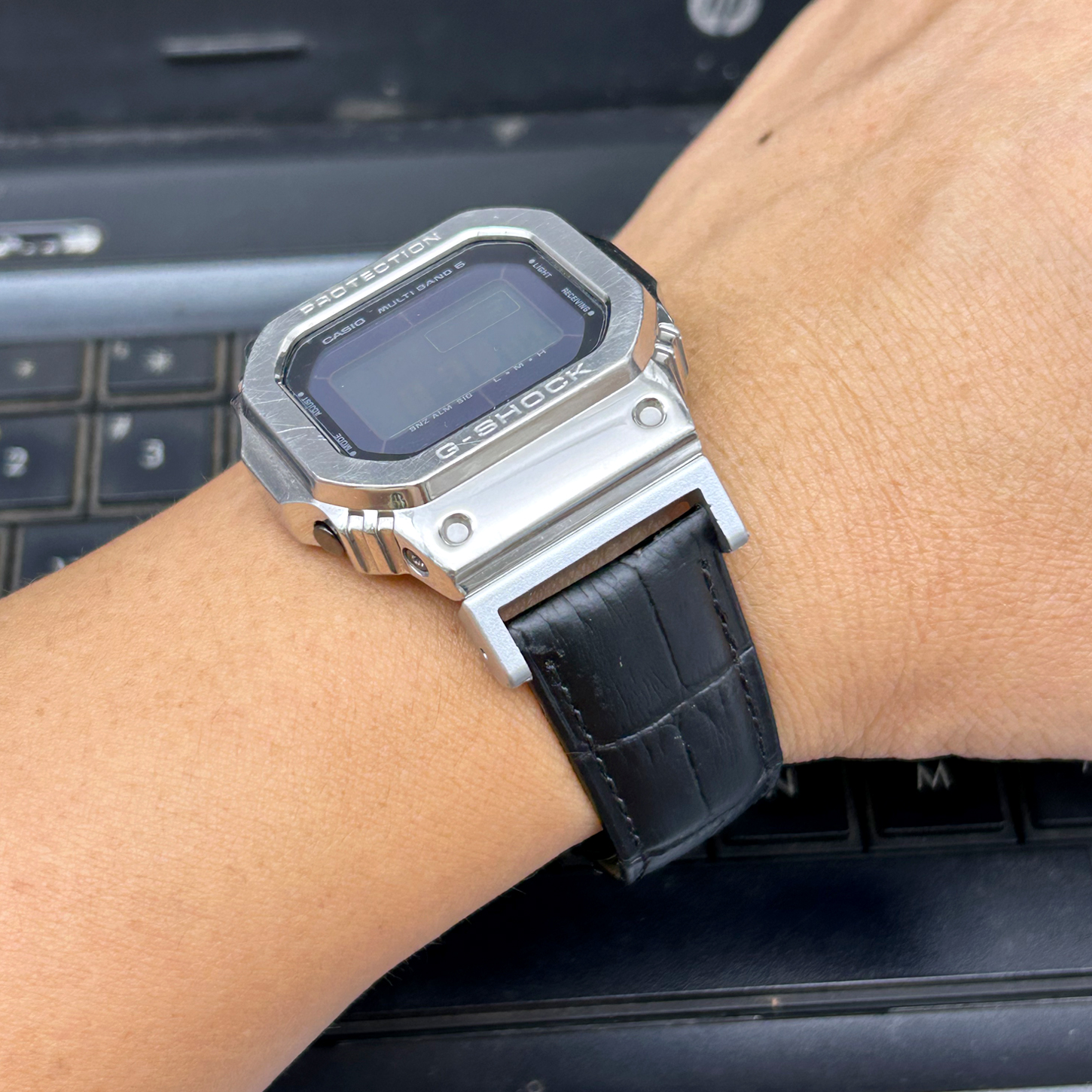适用G-SHOCK卡西欧真皮表带
