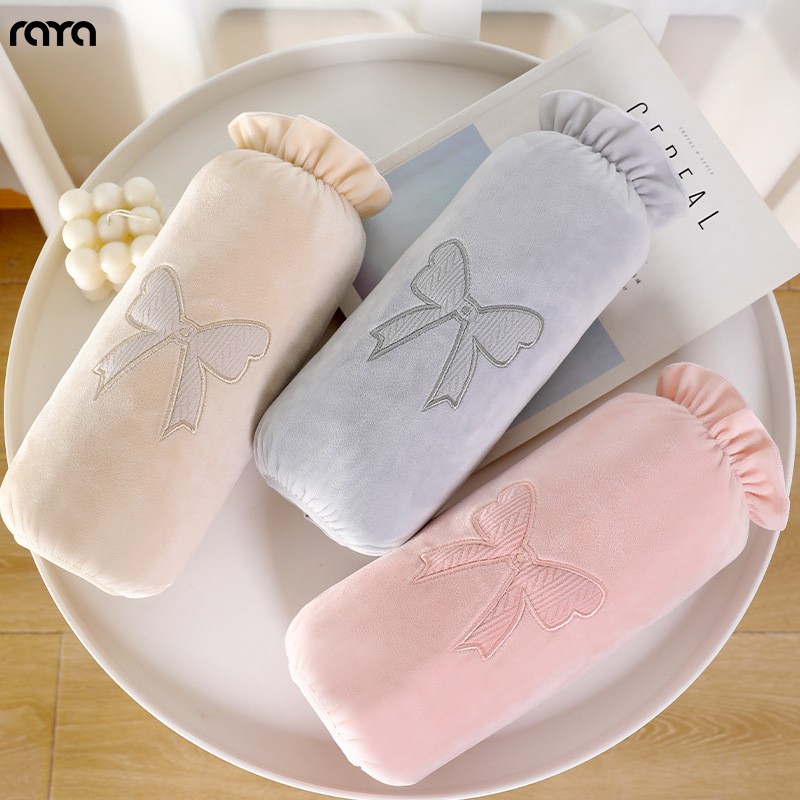 新款蝴蝶结长款袖套女款秋冬季毛绒防脏护袖头办公室上班学生套袖