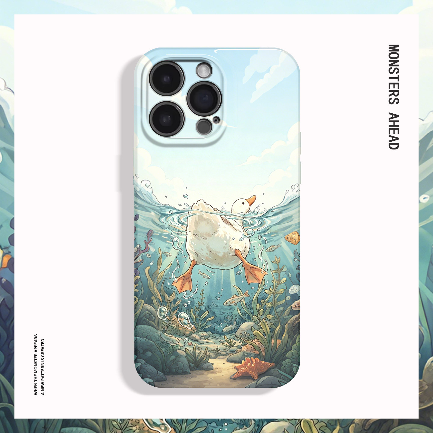 治愈系搞怪潜水鸭子适用苹果17 16 15 14 13 12 11手机壳nova10荣耀500华为mate80 70 60 50 40 30一加15防摔