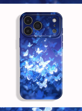 渐变星空蓝夜光蝴蝶适用苹果17 16 15 14 13 12 11手机壳nova10荣耀500华为mate80 70 60 50 40 30一加15防摔