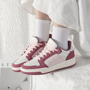 阿迪达斯女鞋冬季新款复古篮球鞋粉色休闲鞋樱花粉低帮百搭板鞋女