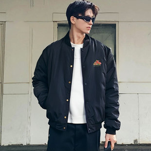 阿迪达斯加厚棒球服男25新年款 夹克棉服飞行员外套JM5670 蛇年美式