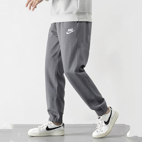 Nike耐克男裤灰色卫裤新款运动裤跑步厚款加绒收口休闲长裤BV2738
