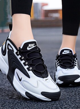 NIKE耐克Zoom 2K黑白熊猫鞋厚底气垫缓震复古老爹鞋女运动休闲鞋