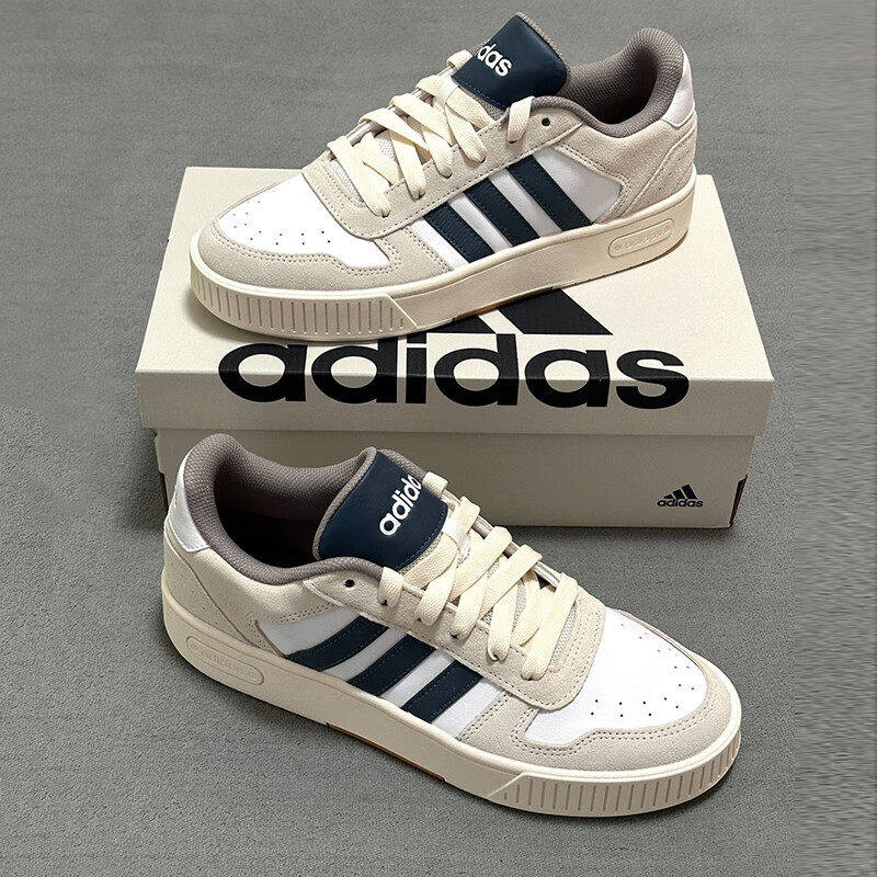 阿迪达斯男鞋女鞋复古板鞋新款深蓝三条杠休闲运动鞋百搭小白鞋
