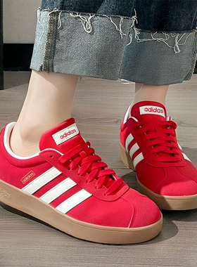阿迪达斯红色板鞋女新款正品复古小白鞋女板鞋休闲Vl Court德训鞋