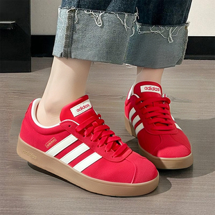 阿迪达斯红色板鞋女新款正品复古小白鞋女板鞋休闲Vl Court德训鞋