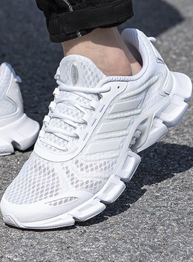 阿迪达斯男鞋2025夏季新款网面透气白色运动鞋减震跑步鞋H01185