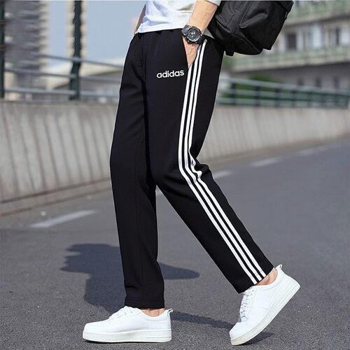 阿迪达斯休闲长裤男直筒侧边三条纹裤子运动裤直筒宽松大码卫裤