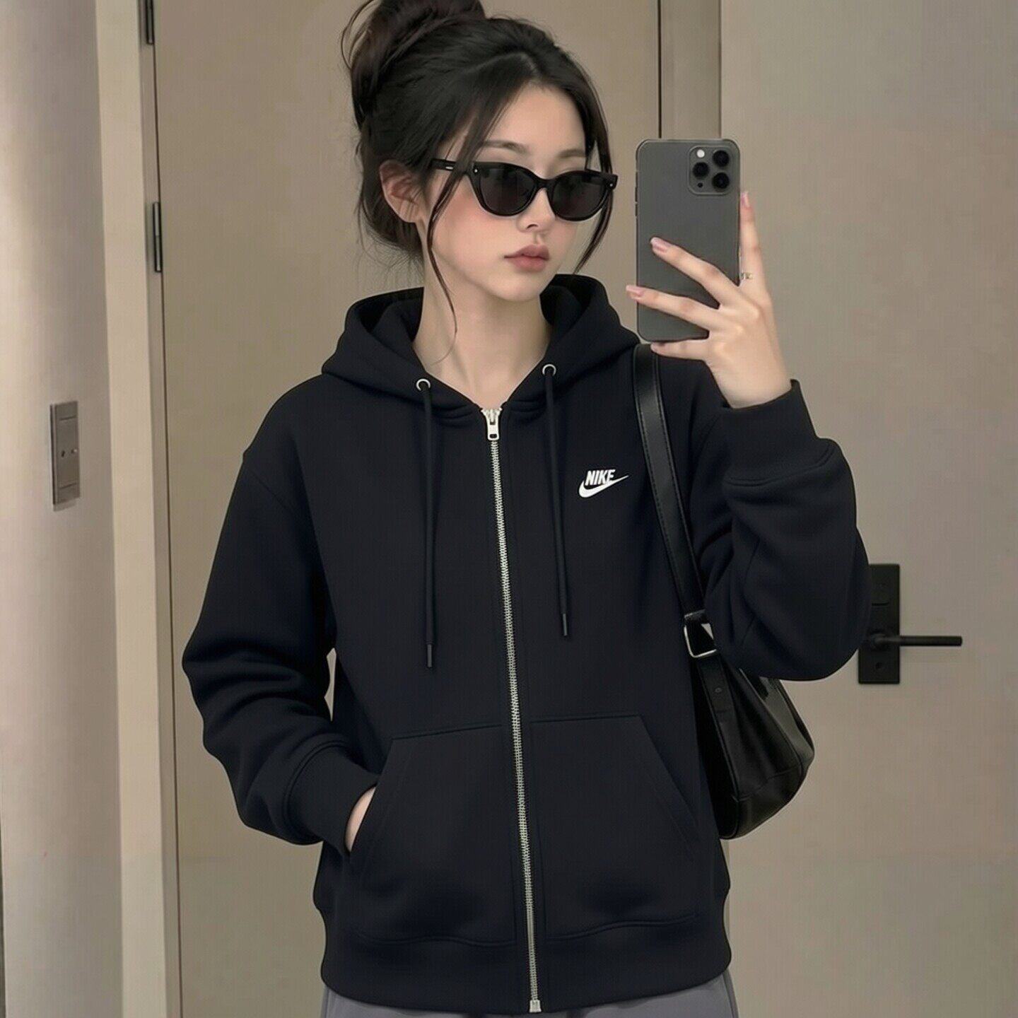 Nike耐克正品运动外套针织女装连帽上衣秋季新款宽松休闲夹克