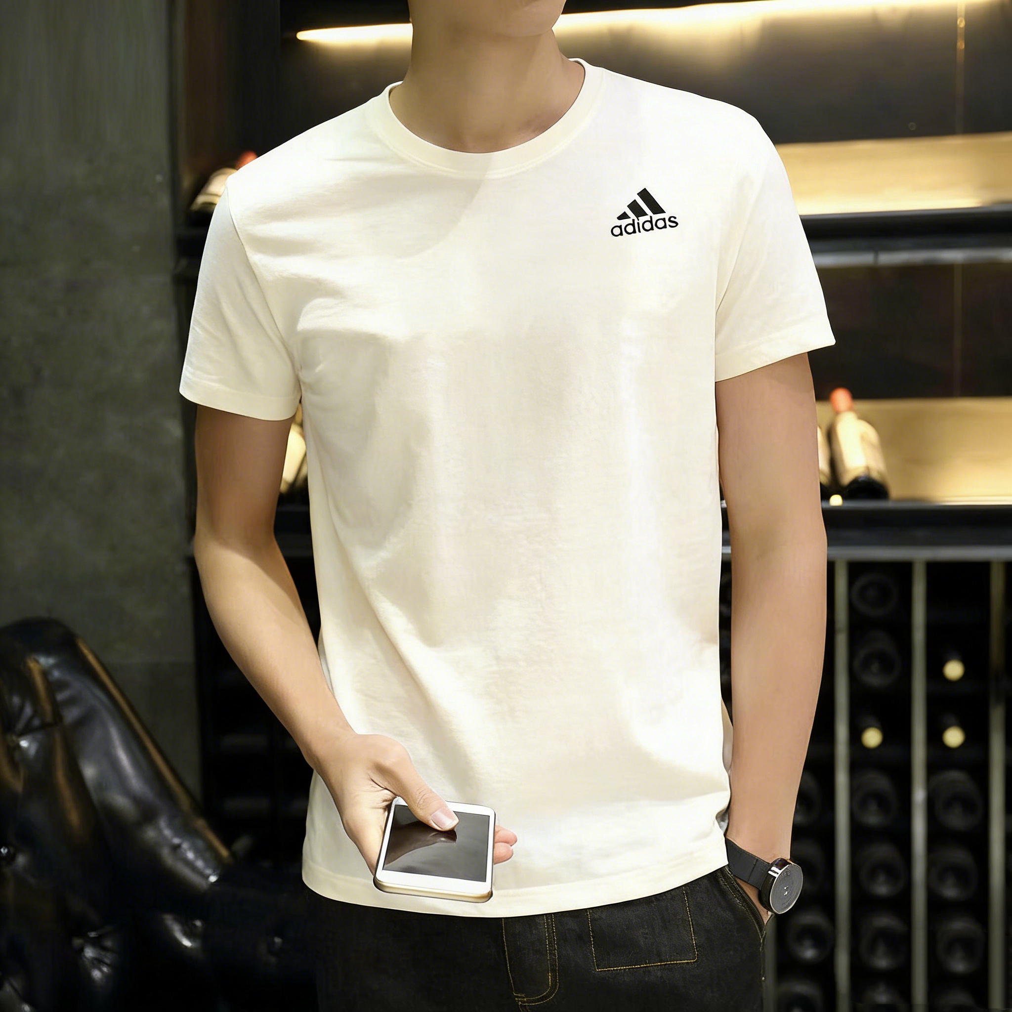 阿迪达斯短袖T恤男装夏季宽松运动服舒适透气纯棉亲肤上衣IC9286