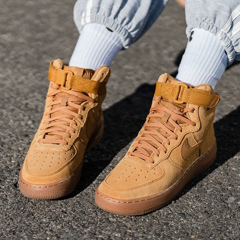 耐克Nike Air Force 1空军一号小麦色高帮厚底休闲板鞋女鞋CK0262