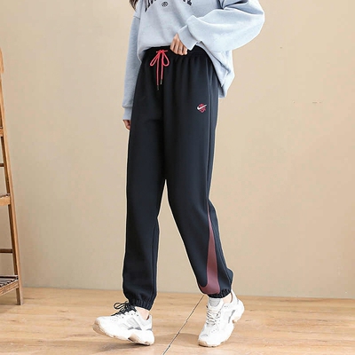 Nike耐克女裤新款纯棉保暖厚款大钩宽松卫裤运动裤束脚长裤HV8463