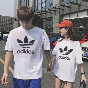 阿迪达斯三叶草情侣T恤男装女装夏季宽松棉质透气运动体恤短袖